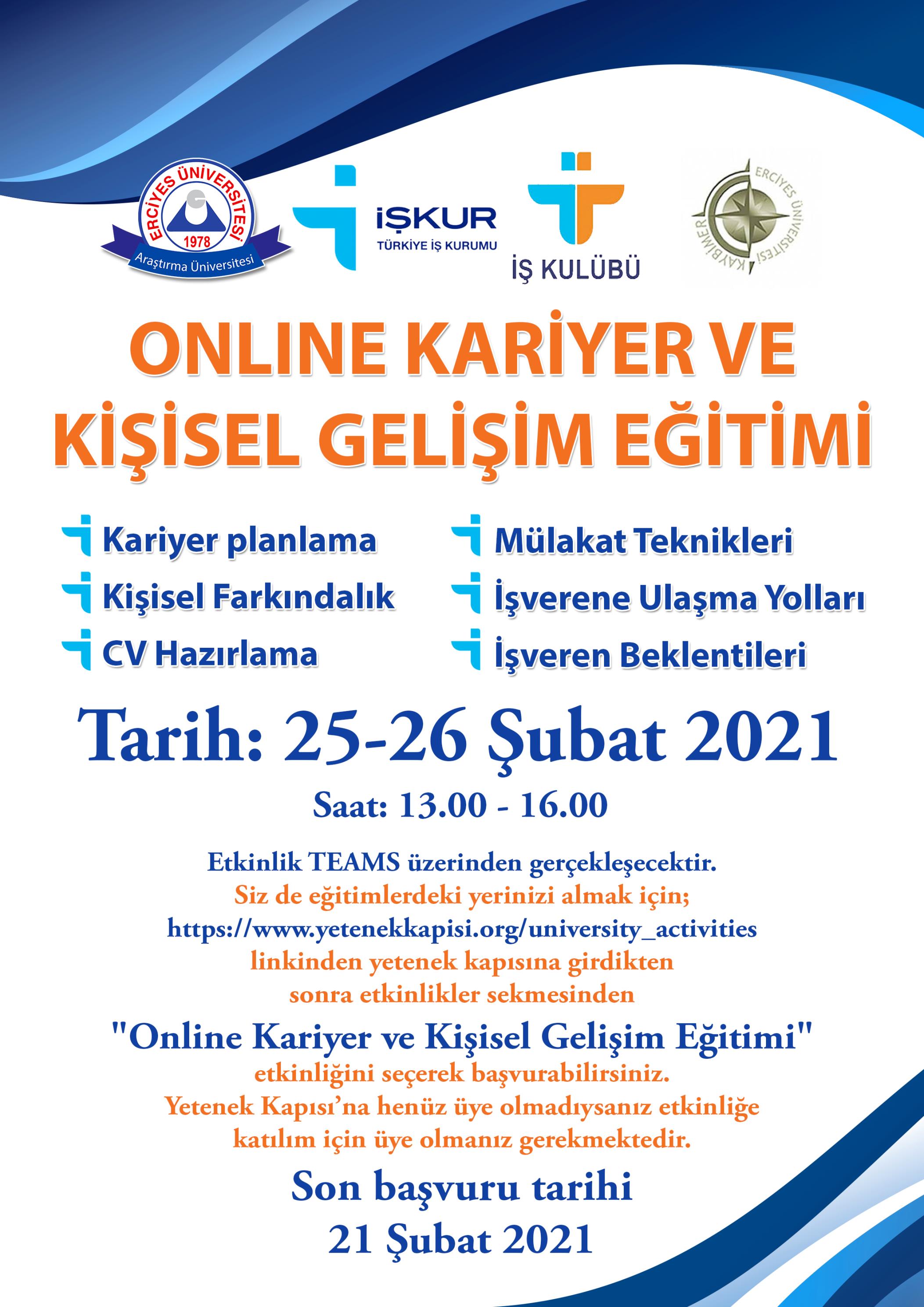 online kariyer ve kisisel gelisim egitimi duyurusu